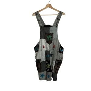 Rising International Large Flower Hand Embroidery Patchwork Cali Romper Boho